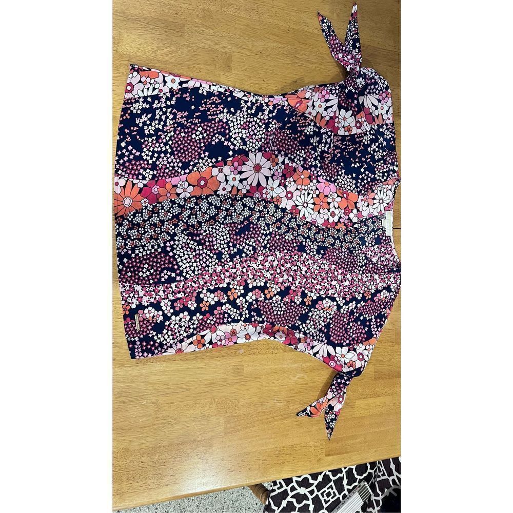 MICHAEL KORS FLORAL SPLIT SLEEVE TOP WOMENS SIZE L
